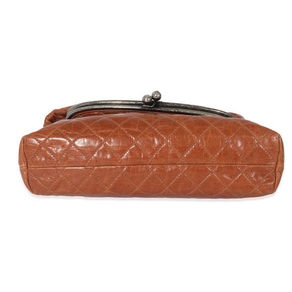 Chanel Brown Calfskin Tabatiere Kisslock Foldover Bag - Picture 4 of 6